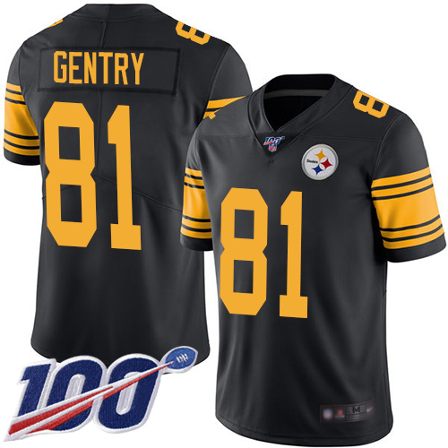 Men Pittsburgh Steelers Football #81 Limited Black Zach Gentry 100th Season Rush Vapor Untouchable Nike NFL Jersey->pittsburgh steelers->NFL Jersey